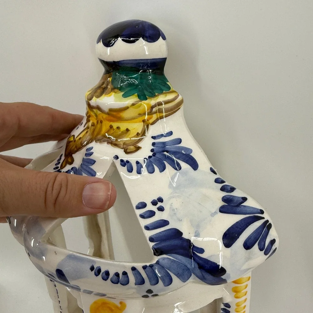 Ceramic Wall Lantern Sconce Multi-Color Hand Painted Majolica‎ Style Portguese